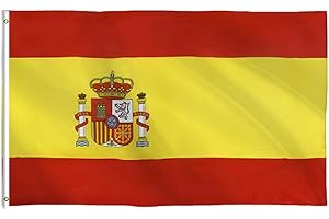 HPMAISON Banderas de España de 240 x 150 cm, bandera españa grande banderines para el Día Nacional, Vacaciones, Fiestas, desfiles, Juegos de fútbol, Eventos Deportivos, Decoraciones de Bares