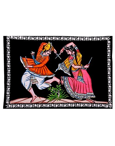 Rajrang Wandbehang, Wanddeko Traditionelle – mit Druckmuster – Baumwolle schwarz Dekoration - 2