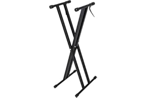EJOYOUS Podwójny stojak na keyboard, 7-stopniowa regulacja wysokości, stabilny, przenośny, składany stojak na keyboard – stojak na pianino elektryczne – uchwyt na fortepian
