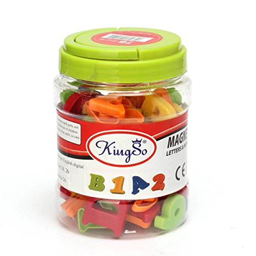 KINGSO 78 Pcs Magnetic Capital & Lowercase Alphabet Letters Numbers Learning Toy W / Jar