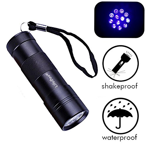 Kungix UV Taschenlampe mit 12 LEDs , Haustiere Urin-Detektor für eingetrocknete Flecken Ihrer Hunde, Katzen und Nagetiere auf Teppichen, Vorhänge, Gardinen, Möbel und anderen Stoffen, Hund usw 3xAAA-Batterien inkl - 7