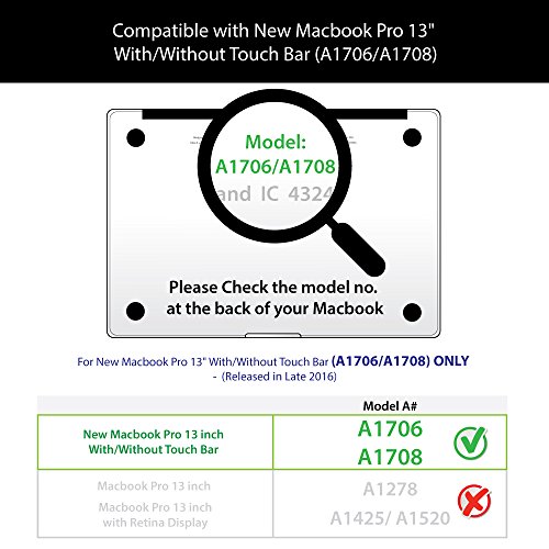 GMYLE Soft-Touch Hard Case Frosted f  r New Macbook Pro 13 2016  A1706   A1708   Mit Touch Bar  - Schwarz Gl  nzend Hard Shell Fall-Abdeckung H  lle C