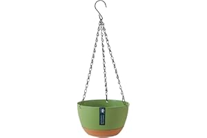 LIBOOI Hanging Planters, 8 Inch Hanging Baskets for Indoor Outdoor Plants, Self Watering Hanging Pots with Drainage Holes & Removable Tray for Garden Home (Green), 20.5CM/8.07IN (2495513PZ3)