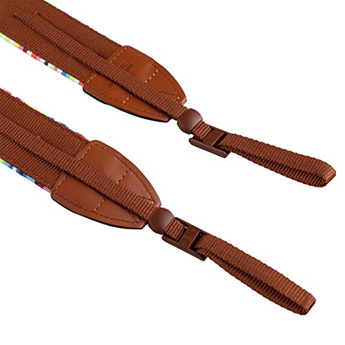 LYNCA L-254Z bandouli  re sangle de cou sangle d   paule amovible au style boh  me pour tous les appareils photo dslr Canon Nikon Sony Olympus Pentax etc  arc-en-ciel 