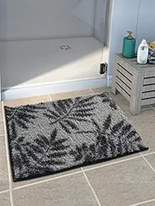 Athom Living Polyester Blend Soft Anti-Slip Designer Bath Mat (Grey, 38X58 cm, Standard)