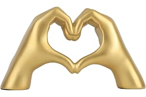 Benting Gold Hand Gesture Statues - Heart Shape Finger Sculpture Decor, Resin Abstract Love Statue Figurines for Wedding Home Desktop Decoration Gifts