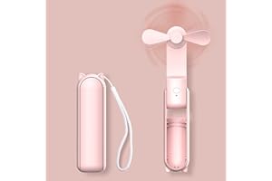 HZSK Handheld Mini Fan, Portable Foldable Fan with Power Bank, USB Rechargeable Small Pocket Fan, Personal Fan with 3 Speeds for Women, Outdoor Travel