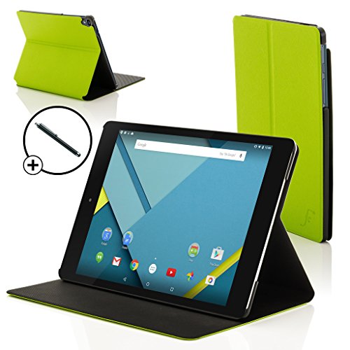 Forefront Cases® Neue Leder Hülle / Tasche / Case / Cover für HTC Google Nexus 9 (8,9 Zoll) Tablet-PC - Rundum-Geräteschutz und intelligente Auto-Sleep-Wake-Funktion mit 3-JAHRES-GARANTIE VON FOREFRONT CASES - inkl. Eingabestift