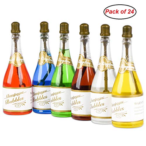 JRing 24Pack Colorate Bolle di Nozze - Bolle di Sapone Festa di Nozze Festa di Celebrazione Bottiglia di Champagne con 6 Diversi Colori di Acqua Saponata