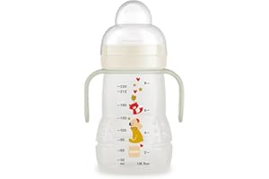 MAM Tazza Trainer Night, Con Tettarella in Silicone Skinsoft Antigoccia, Facile da Afferrare, con Manici che si Illuminano al Buio, 4+ Mesi, 220 ml, Neutro Luminoso, Notte