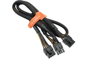 YEZriler 8 Pin PCIe Cable for Corsair PSUs, ATX CPU 8 Pin Male to Dual PCIe 8 Pin (6+2) Male Power Adapter Sleeved 25-inch+9-inch (63cm+23cm)