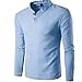 Produktbild Elecenty Männer Blusentop Übergröße Poloshirt Herren Langarmshirt Langarmhemd Bluse Stehkragenhemd Leinenhemd Pullunder Sweatshirt Solide Herrenmode Shirt Freizeit Herrenhemden T-Shirt (XL, Blau)