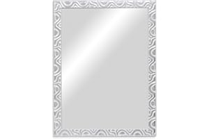 CHELY INTERMARKET Espejo Pared Cuerpo Entero 50x70cm-Marco Exterior 57,5x77,5cm MOD-144 Blanco-Plata