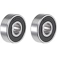 sourcing map 608-2RS Deep Groove Ball Bearing 8x22x7mm Double Sealed ABEC-3 Bearings 2-Pack