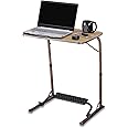 wow craft Bade XL Size Top Table | Mat Finish Steel Wood | Multipurpose Laptop Table with Footrest | 5 Heights & 3 Angles Adjustable | 60x45x75 cm | XL Pro Golden Teak