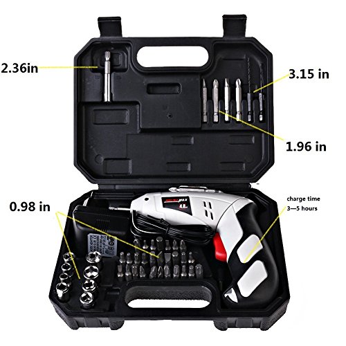 45 in 1 Akkuschrauber, Bohrschrauber Multi-Funktions-nachladbare elektrische Bohrmaschine, Kabellos Akku Bohr Power Tools 4.8V oder 1300 mAh Li-ion-Akku, Elektroschrauber elektrische Ausbessern-Werkzeug, Novata