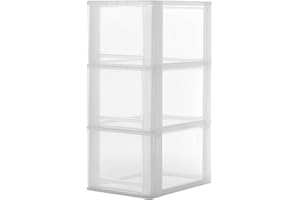 IRIS OHYAMA EUROPE Iris Ohyama, Tour de rangement plastique, Tiroir rangement bureau de 13L, DDOCH-2300, Transparent- L35.5 x P26 x H60.5 cm