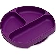Bumkins Silicone Grip Dish, Suction Plate, Divided Plate, Baby Toddler Plate, BPA Free, Microwave Dishwasher Safe - Purple
