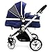 i-Safe System - Navy Trio Travel System Pram & Luxury Stroller 3 in 1 Complete With Car Seat + Rain Covers