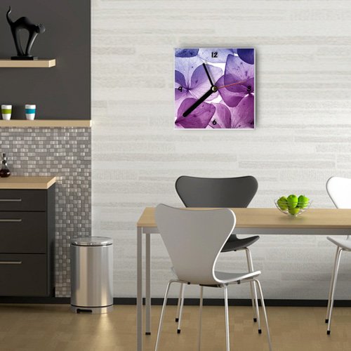 Motivx Wanduhr mit Motiv – Halbtransparente Blumen - 2