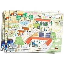DH-Konzept Bauernhof Platzsets - 6 Tischsets Mit Suchspiel | Motto-Party Deko Für Kindergeburtstag