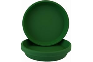 Home Garden Ornaments Plant Pot Saucers Strong Drip Tray Round Tray Large Plastic Trays Set of 5 (Green, Diameter: 27cm)