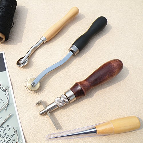 Yulakes 14pcs Leder Handwerk Hand Nähte Näh Werkzeug Set DIY Kit Nähzeug Zubehör Zubehör-YL01 - 2