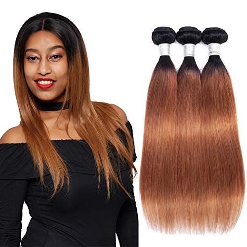 Cheveux Bresilienne Ombre Tissage Blonde Couleur 1B 30 Straight Weave 3 Bundles 300g Cheveux Humain Vrai Vierge 100% Brazilian Hair Human Hair Bundles 14 16 18 pouces