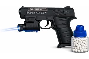 Kulpistol 15 cm integrerad lampa med blå LED-effekt - inkluderar 400 kulor 6 mm och flaskdispenser