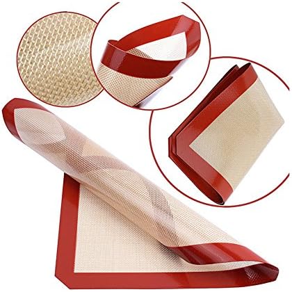 Reachope 2 x Silicone Baking Mats Non-Stick Heat-Resistant Reusable Professional Oven Mat Set for Baking Cake, Biscuits, Roasting Brisket, Chicken, Mutton - Red