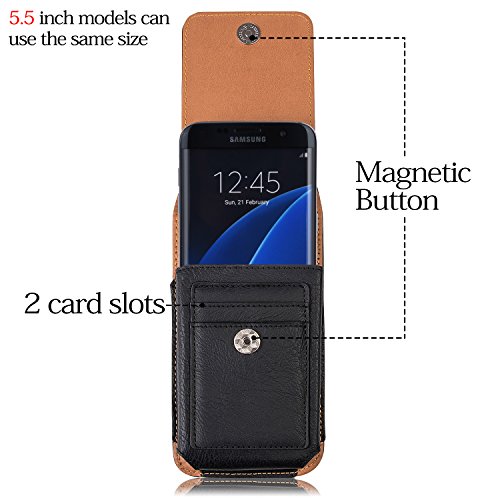 iNNEXT iPhone 7 Plus sacchetto di caso piÃ¹, Custodia verticale Pouch Holster passante per cintura, porta carte di credito con Clip per cintura e supporto verticale, con fondina per iPhone 6 / 6S / 7 Plus/ Samsung Galaxy NOTE, 5/4/S6 & Edge 2 Plus, Galaxy S7 Edge - 5.5 '' (nero)