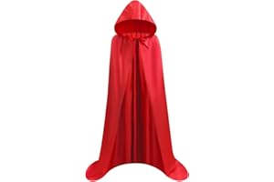 Proumhang Larga Capa Roja con Capucha Medieval Vampiro Traje de Bruja Mujer Halloween Disfraz Carnaval Navidad Adulto