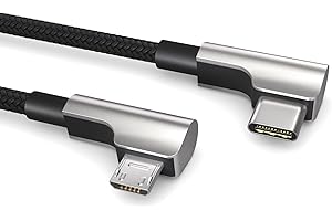 PAXO Kabel OTG USB 0,15 m, do ładowania urządzeń micro USB, USB C na Micro USB, wtyczka kątowa, kabel do transmisji danych, kabel do ładowania, USB 2.0