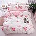 Produktbild ED-Lumos 4 teilig Bettgarnitur Bettwäsche Set Bettbezug Betttuch Kopfkissenbezug Baumwolle rosa Flamingo 150 cm x 200 cm