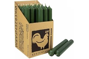 MISS LOVELY Stabkerzen 10 Stück Tafelkerzen durchgehend gefärbt Spitzkerzen für die Tisch-Deko zur Hochzeit Weihnachten & Party Farbe: Olive/Grün Höhe:18cm