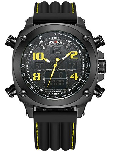 Alienwork DualTime Analog-Digital Armbanduhr Chronograph LCD Uhr Multi-funktion XXL Oversized schwarz Polyurethan OS.WH-5208J-B-06 Alienwork DualTime Analog-Digital Armbanduhr Chronograph LCD Uhr Multi-funktion XXL Oversized schwarz Polyurethan OS.WH-5208J-B-06
