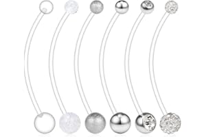 AceFun Piercing Nombril Grossesse Barre Anneaux Ventre Grossesse Maternité Acrylique Bioflex 14/16/18/25/32/35/38mm 14G Long Barbells Baby Feet Dangle CZ Retainer Body Piercing Bijoux