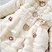 Arrowhunt Baby Girls Faux Fur Flower Pearl Winter Warm Coat Snowsuits Yellow