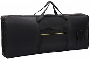 Laluky Bolsa para teclado electrónico, funda acolchada para piano de 61 teclas, bolsa gruesa para órgano electrónico antigolpes, funda protectora de tela Oxford 420D para piano (negro)
