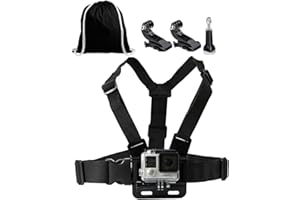 LONDON FAB StylishDevice Chest Mount Harness Strap + J-Hook, Thumbscrew & Black Drawstring Storage Bag. Compatible with GoPro and all action cameras