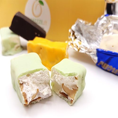 Directly from Sicilian ancient pastry-shop, typical soft sicilian nougat ("torroncini") assorted tastes in elegant gift box. RAREZZE: almond paste and pastries from an ancient Sicilian crafts workshop.