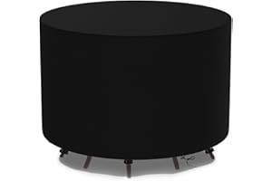 Flyace Ronde Housse Salon de Jardin Exterieur Housse Table de Jardin Ronde Couverture de Protection Meubles ​Bâche Salon de Jardin Imperméable Anti-UV 600D Oxford Bache Table Exterieur Ronde 110x60cm