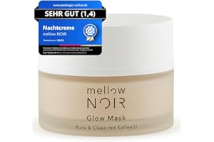 ‎MELLOW NOIR mellow NOIR Glow Mask 50ml | tägliche Nachtcreme | Reduziert sichtbare Poren & Rötungen | Für eine ebenere Haut | Spürbarer Sofort-Effekt | Vegan | zertifizierte Naturkosmetik