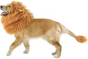 kungfu Mall Dog Lions Mane Parrucca Costume da Cane con Orecchie Costume da Cane Regolabile Vestito da Cane per Meno di 74 cm