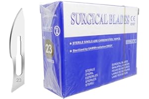 CLABMROEC 100 pz Sterile n. 23 Lame Medico Chirurgiche Rasoio Monolama per Dentale, Dermaplaning, Dissezione, Podologia, Rimozione Acne,Intagliare e Realizzare Artigianalmente