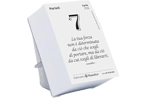 Il Calendario Filosofico 2026 avec support en carton, format A7 de 7,4 x 10,5 cm, le premier et l'original calendrier de table avec 365 jours de phrases philosophiques, chaque jour une phrase