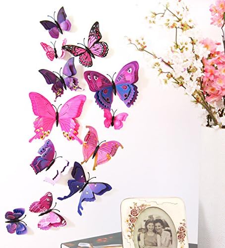 qwer Double emulation 3d stereo butterfly wall paper living room decorated bedroom marriage curtains , Refrigerator Pastes Magnet - plus 12 - glue mauve only , Small