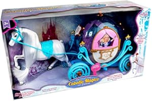 TWINAH Cheval Magique Crinière avec Carrosse Bleu 55 cm