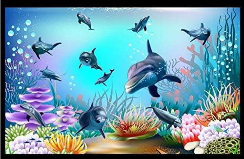 HHCYY 3D Wallpaper Relief Submarine World Dolphin Tv 3D Backdrop Wall -250cmx175cm