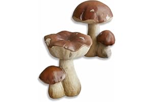 Loberon Coppia di Funghi Decorativi Beenie, poliresina, L/A/P ca. 13.5/15/11.2 cm, Marrone